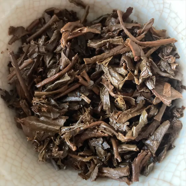 the steeped opened brown and greenish gray leaves