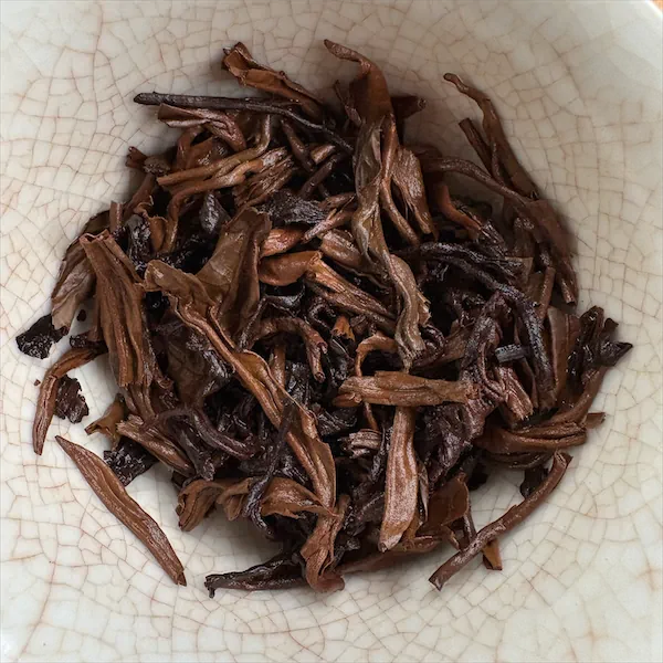 the dark caramel colored steeped leaves