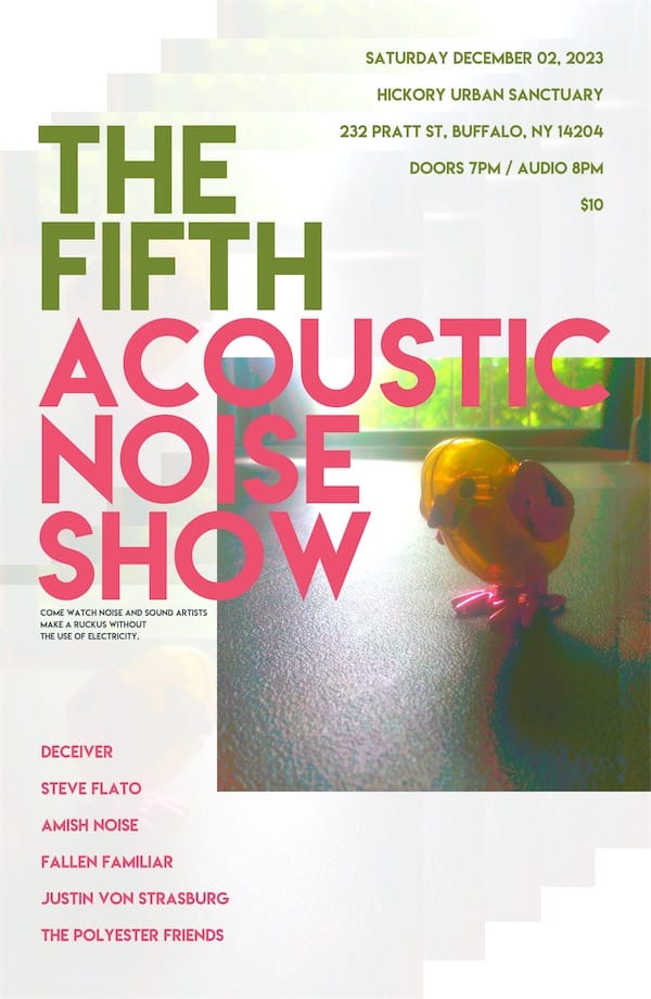 poster design for a show that happened on 2023-12-02 called The Fifth Acoustic Noise Show